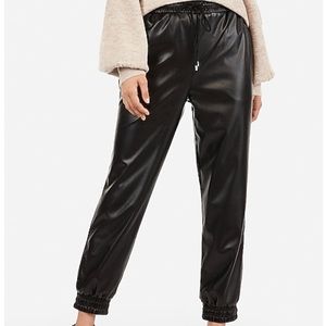 High Waisted Vegan Leather Pull-On Jogger Pant